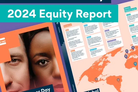 Cover and inner page of UICC's World Cancer Day 2024 Equity Report