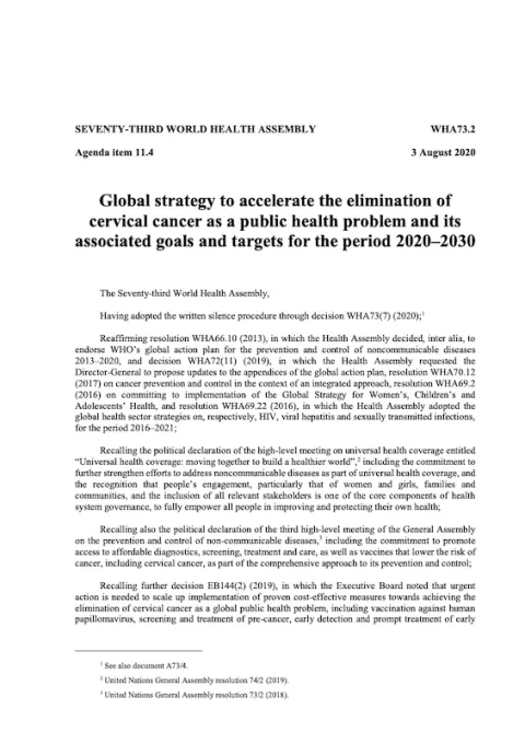 Cover of the global strategy to acceleration the elimination...