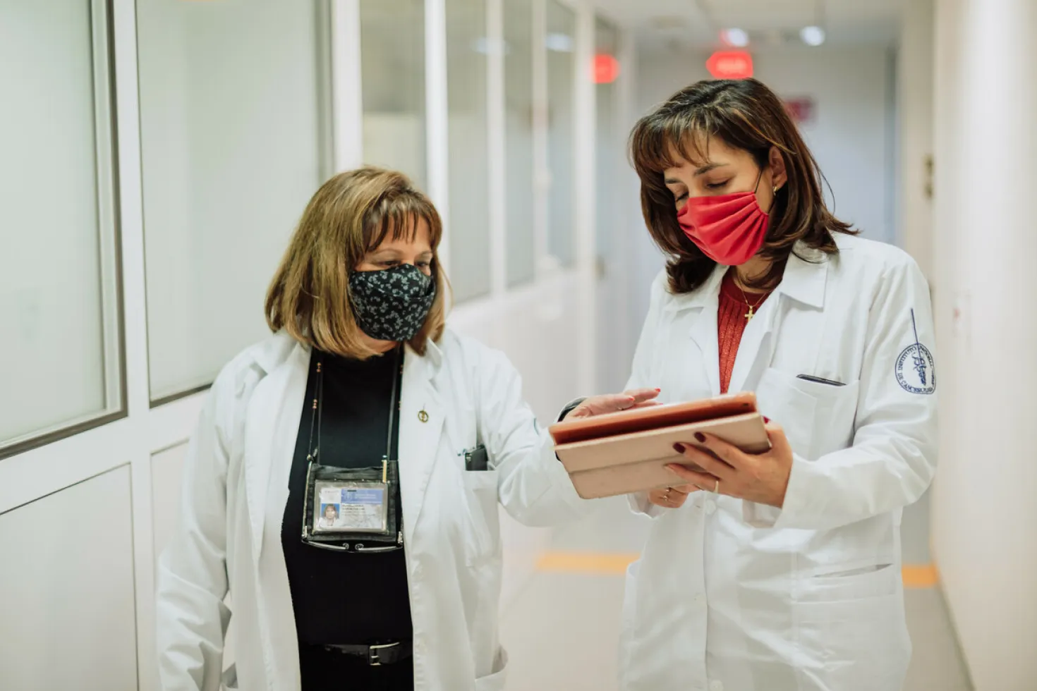 Medical staff looking at some files