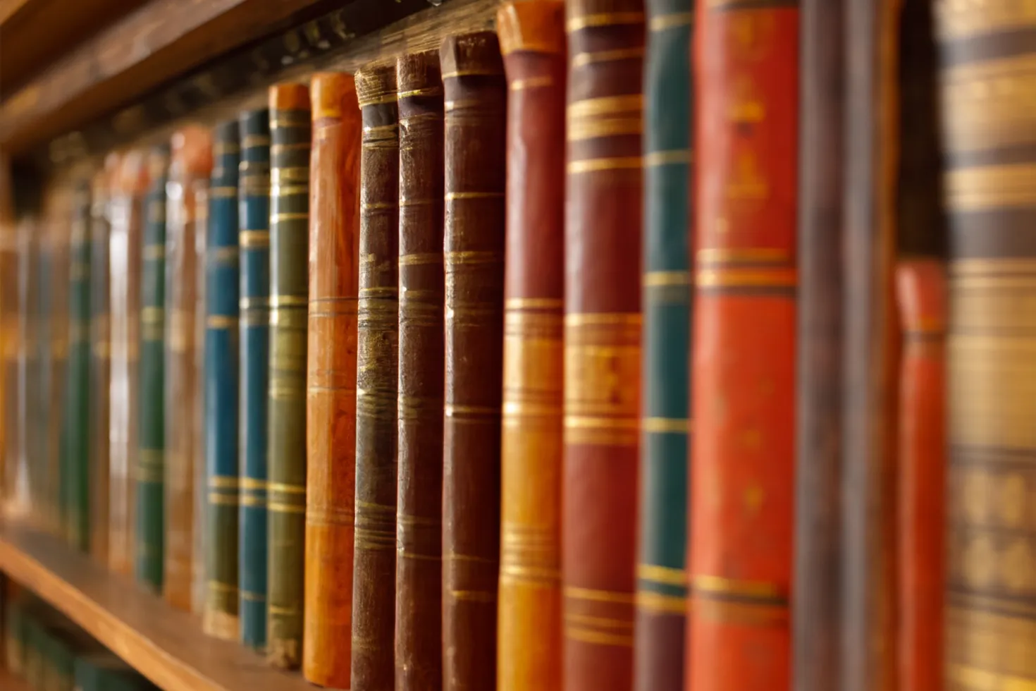 Old books on a library shelf