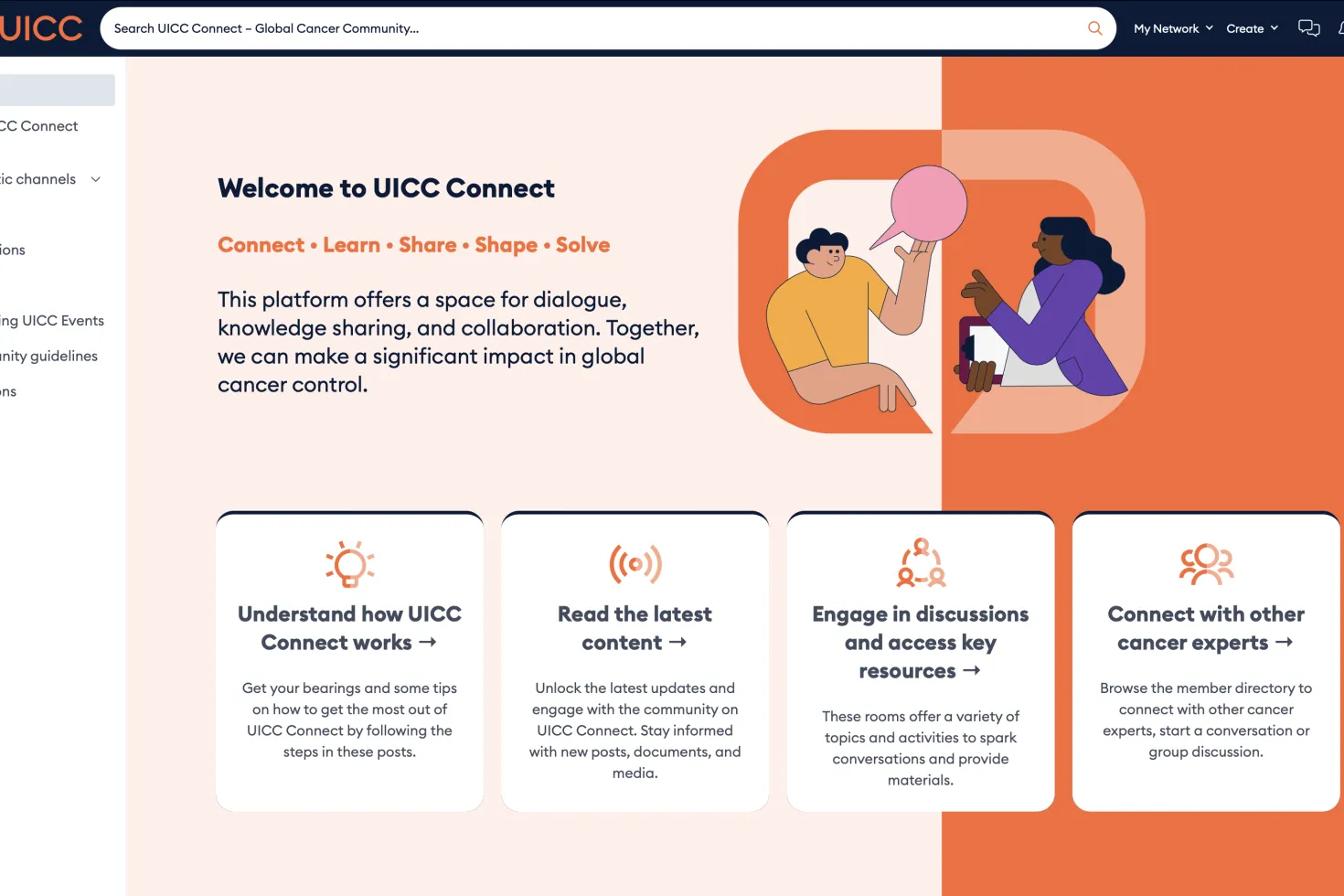 UICC Connect homepage