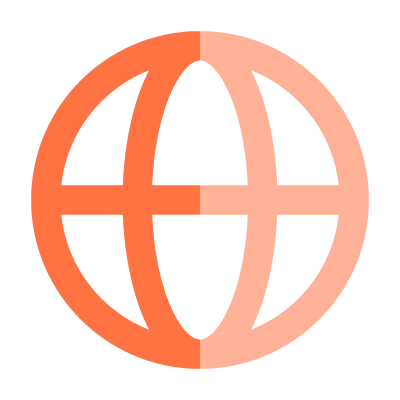 Orange icon of a globe