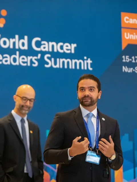 Participants speaking at the World Cancer Leaders' Summit 2019