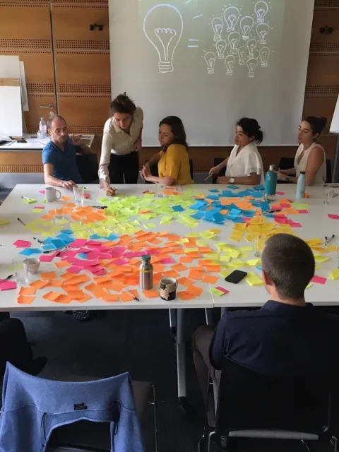 UICC staff brainstorming around the table