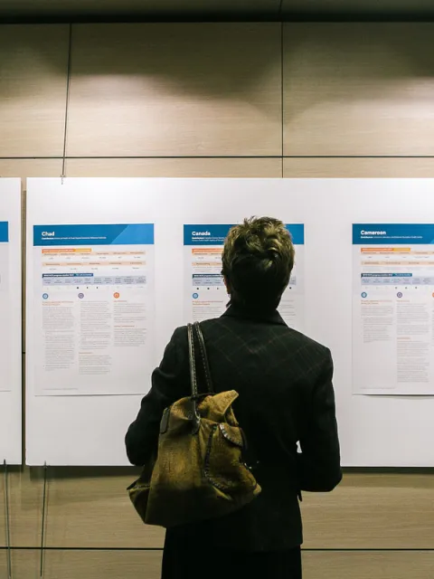 Woman looking at country profile at the 2016 World Cancer Congress