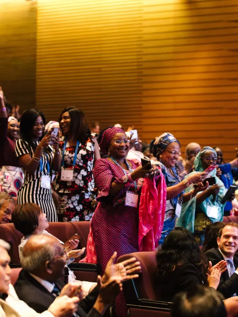 Participants at the World Cancer Congress 2018 cheering