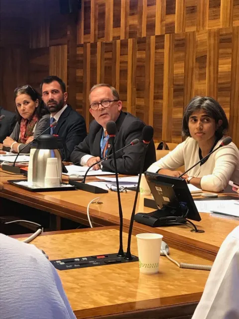 Dr Cary Adams speaking at WHA72